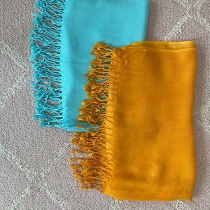 DG Pashmina Silk Fringe Long Wrap Scarf Shawl Orange